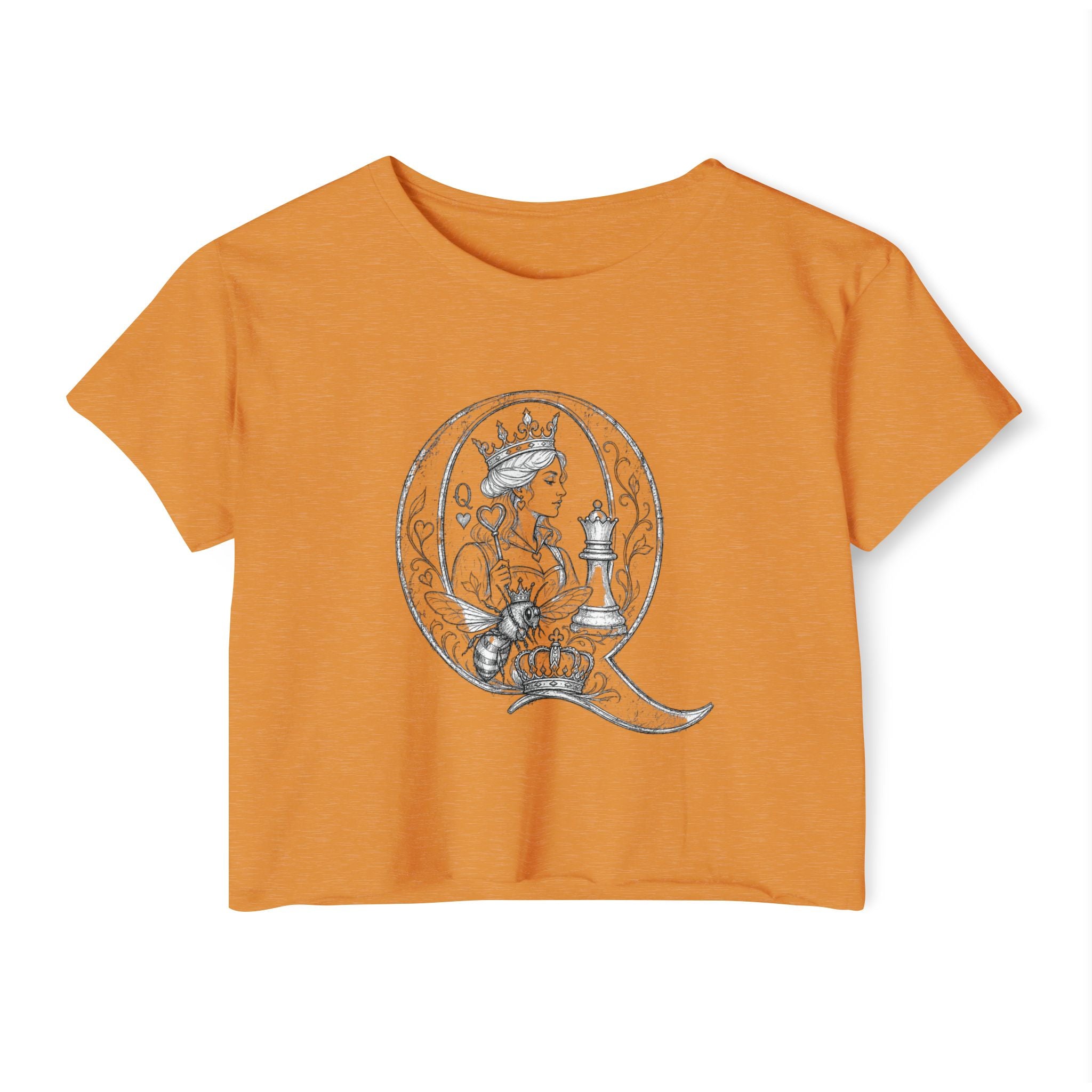 Queen Chess Crop Top — Vintage Playing Card Festival Tee
