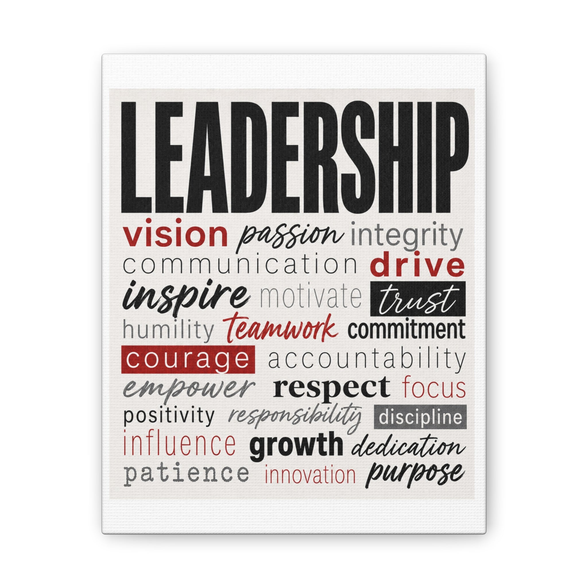 Leadership Word Art Canvas — Inspirational Office Wall Decor
