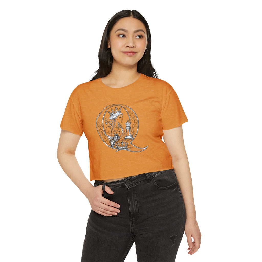 Queen Chess Crop Top — Vintage Playing Card Festival Tee