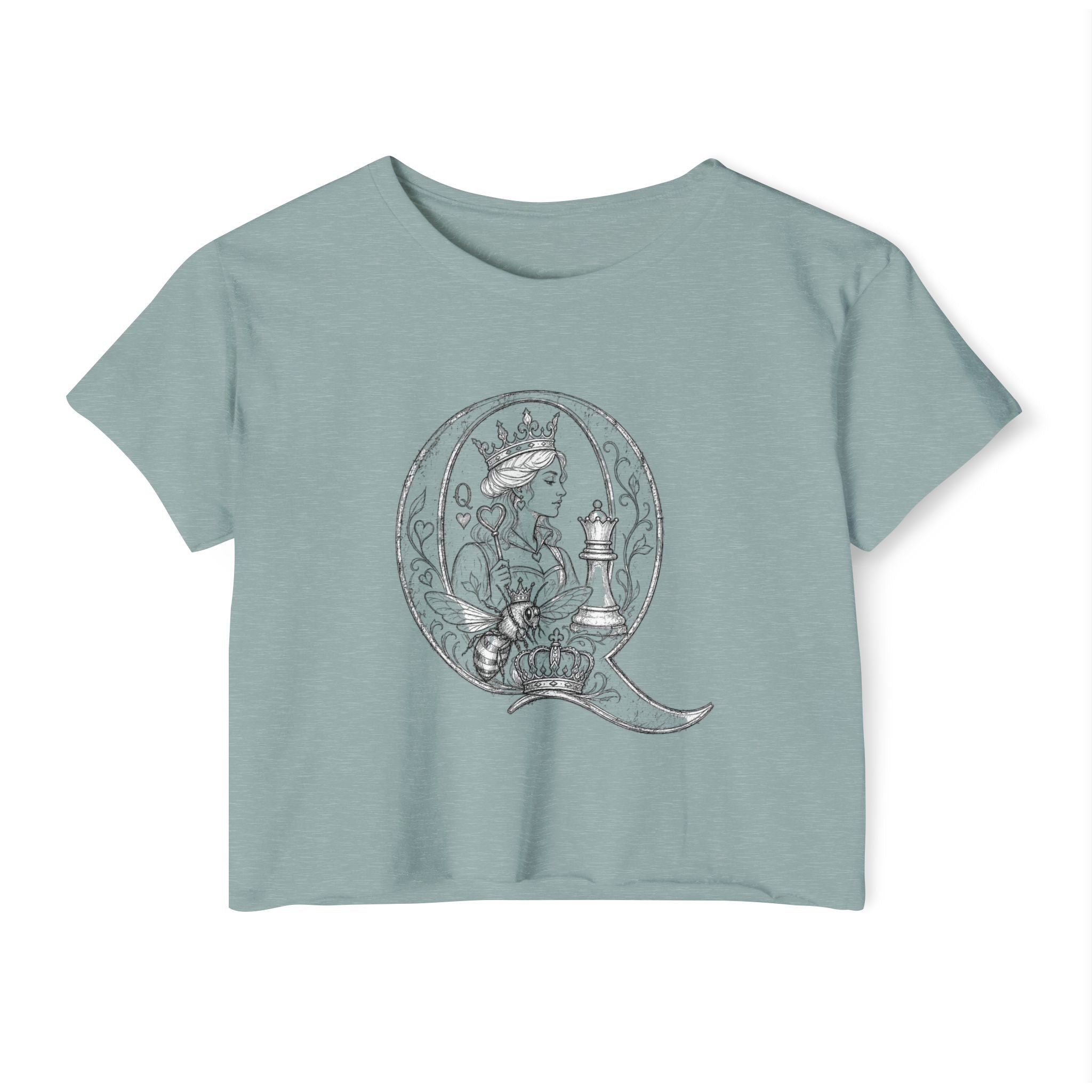 Queen Chess Crop Top — Vintage Playing Card Festival Tee