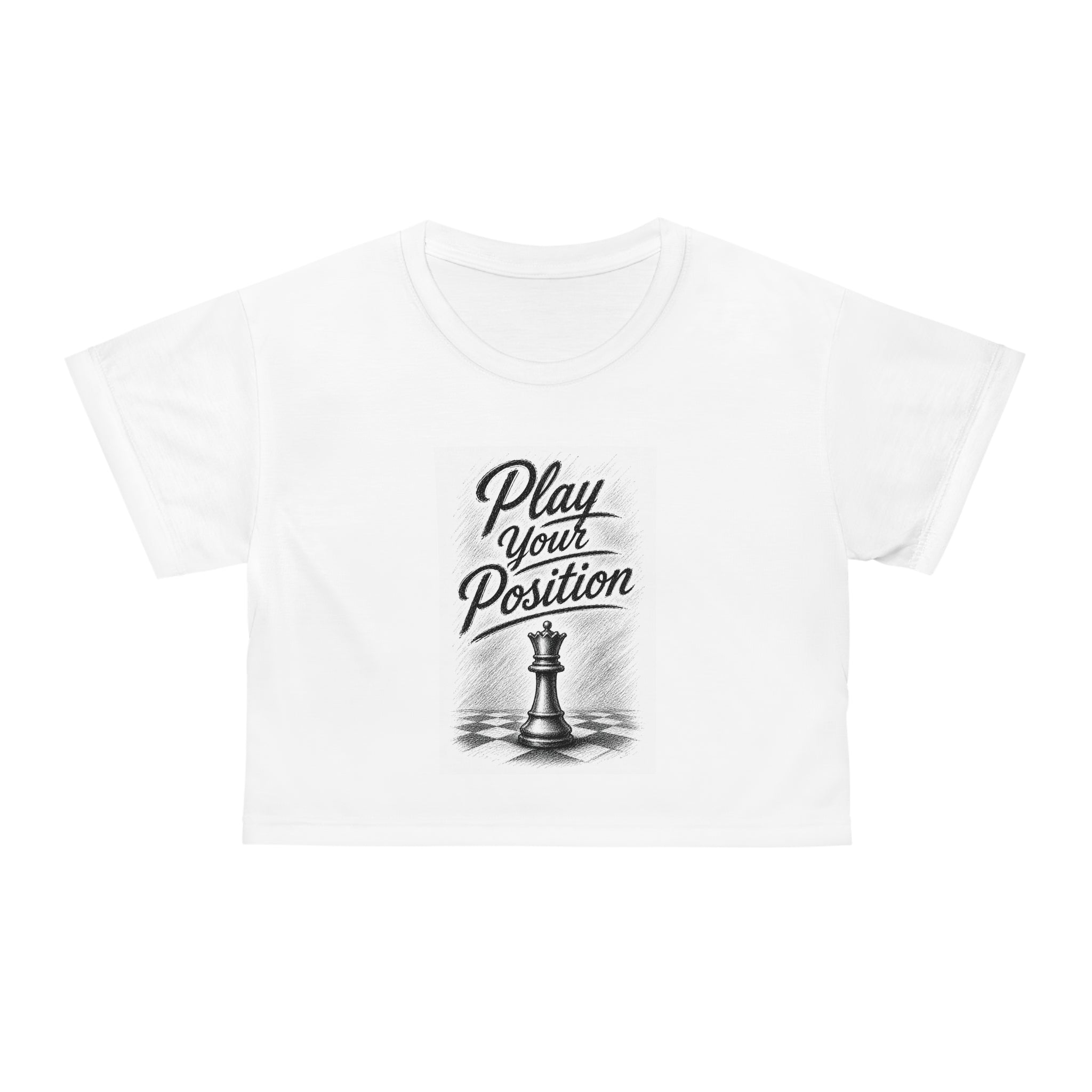 Play Your Position Crop Tee — Chess Queen Graphic Crop Top