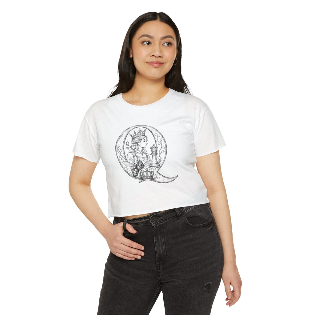 Queen Chess Crop Top — Vintage Playing Card Festival Tee