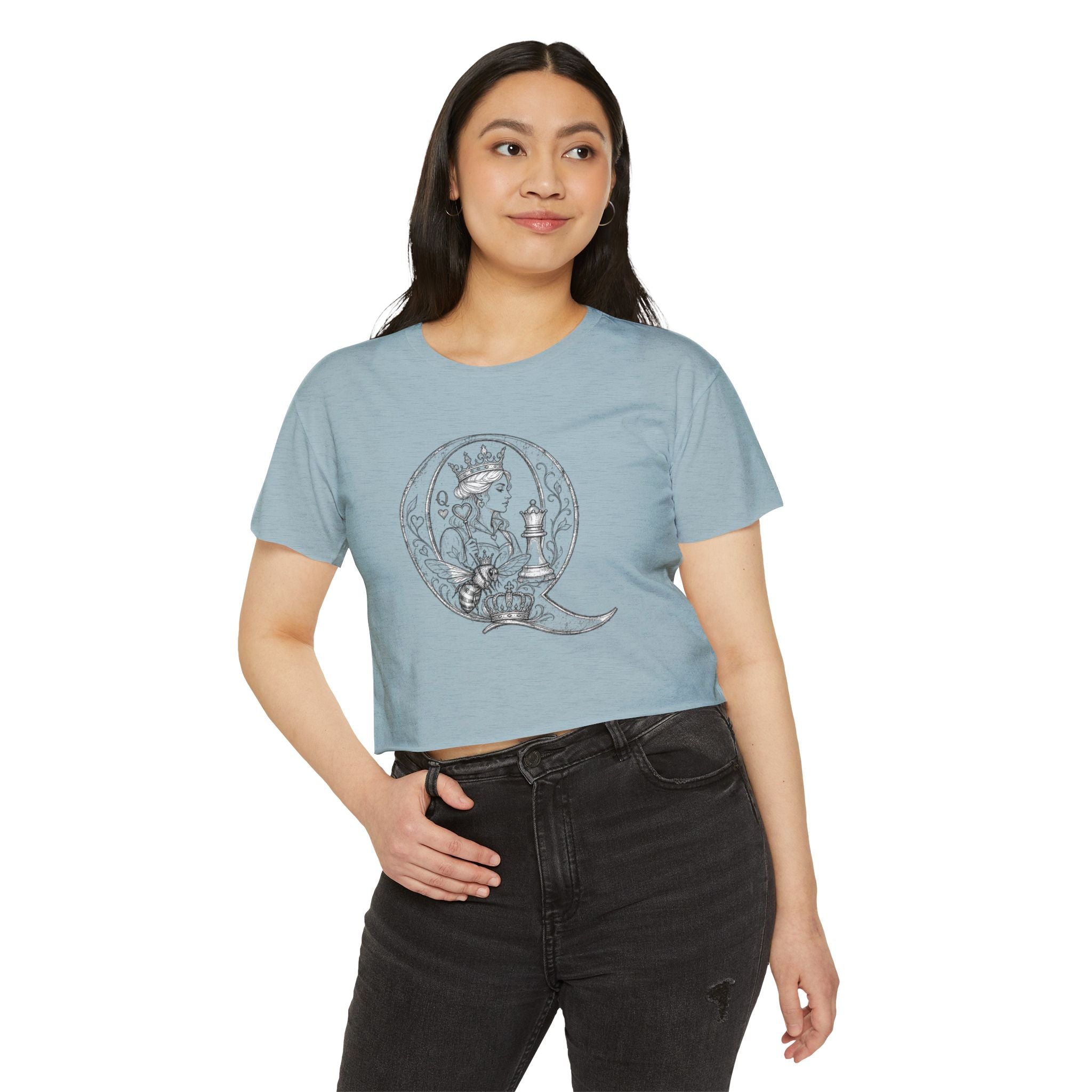 Queen Chess Crop Top — Vintage Playing Card Festival Tee
