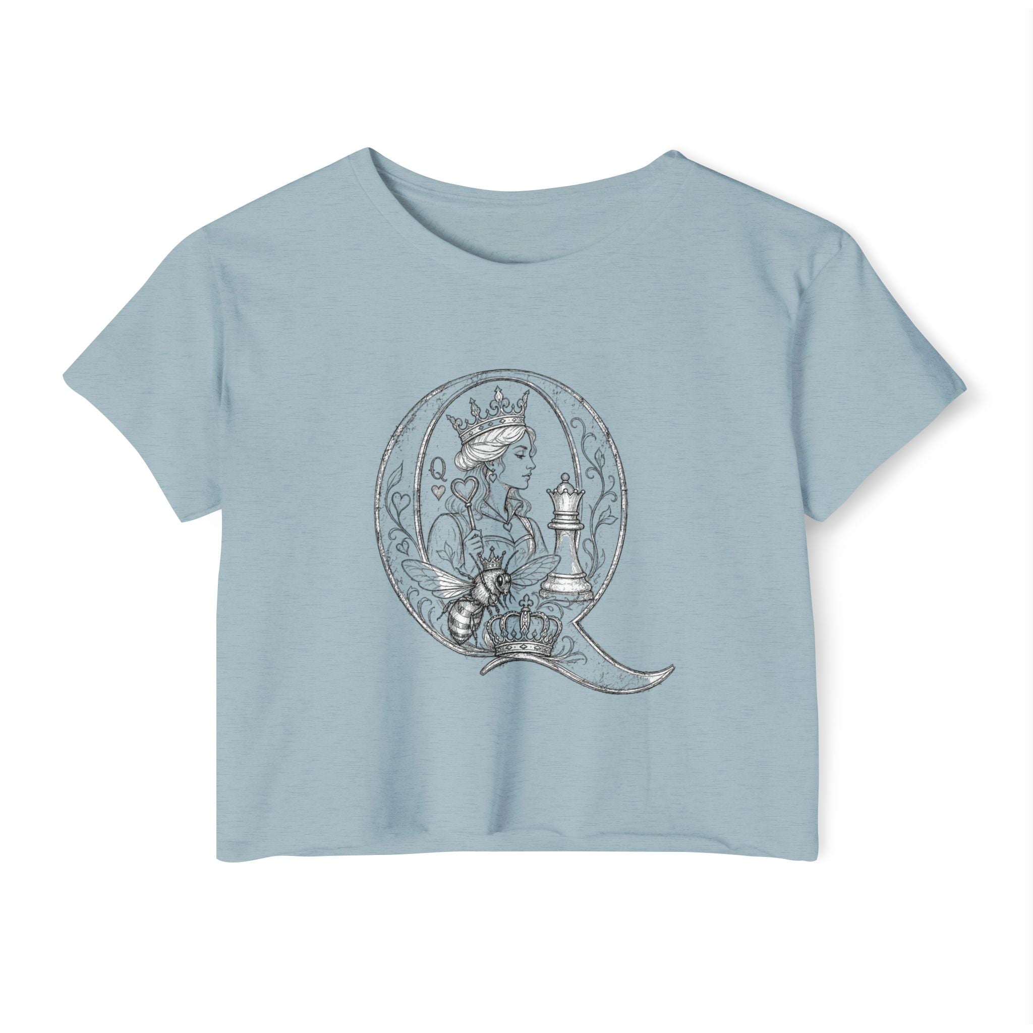 Queen Chess Crop Top — Vintage Playing Card Festival Tee