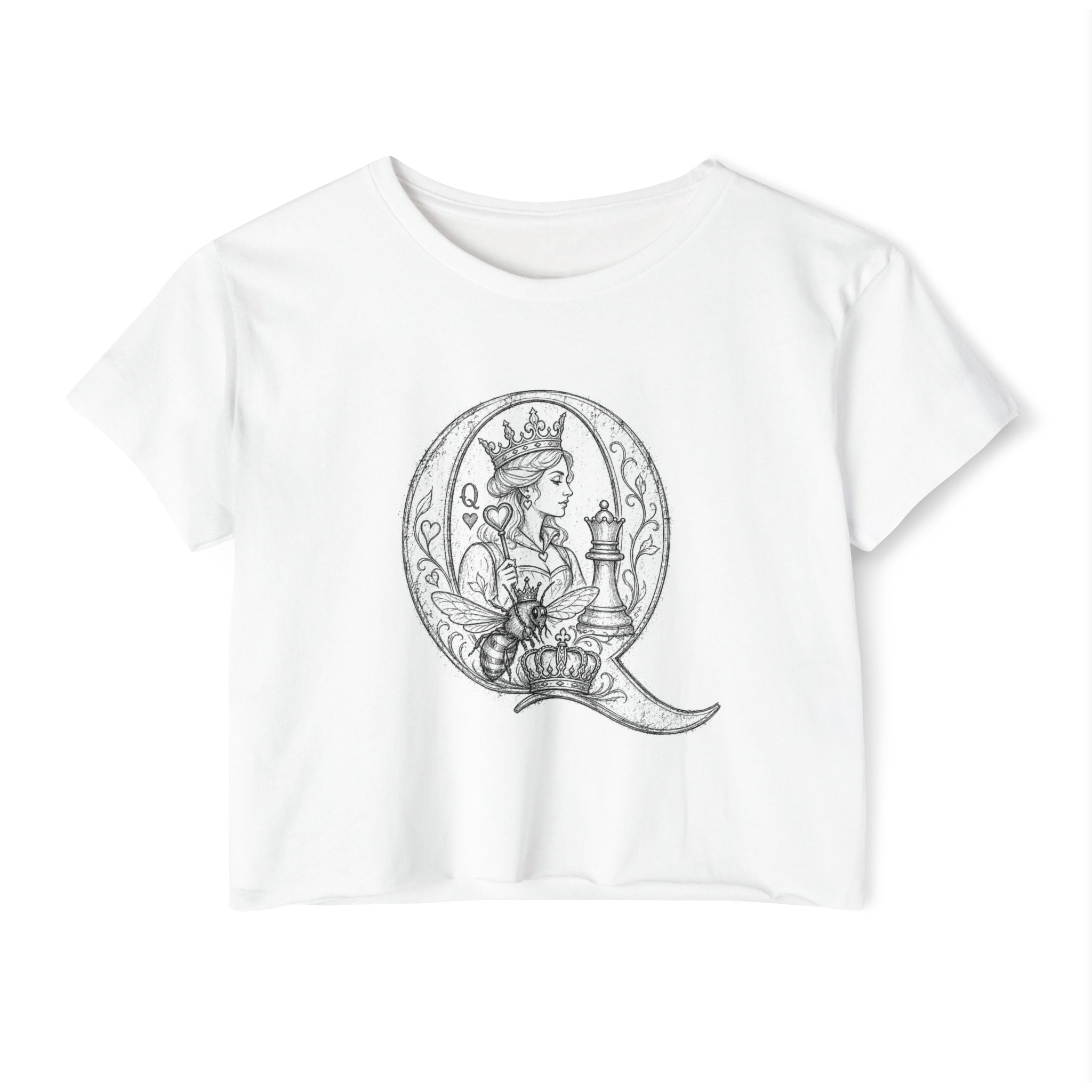 Queen Chess Crop Top — Vintage Playing Card Festival Tee