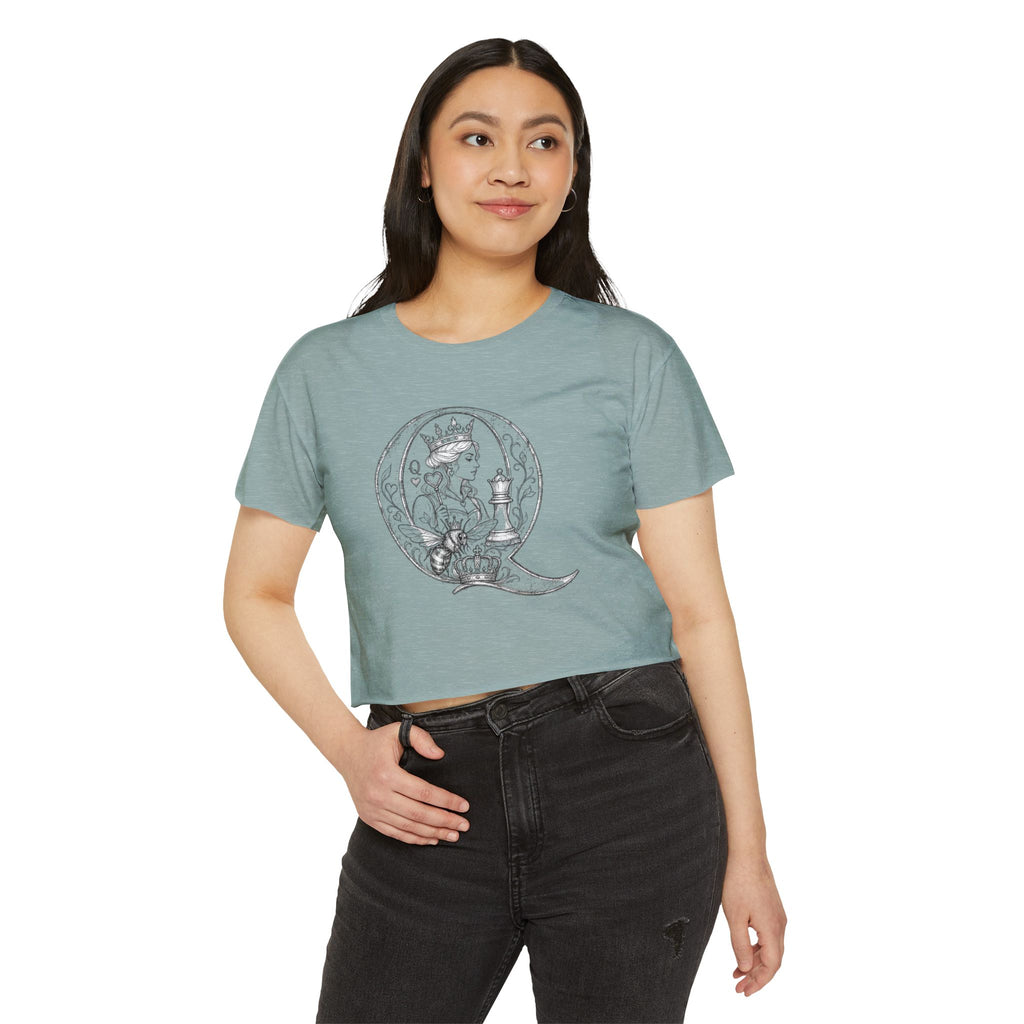 Queen Chess Crop Top — Vintage Playing Card Festival Tee