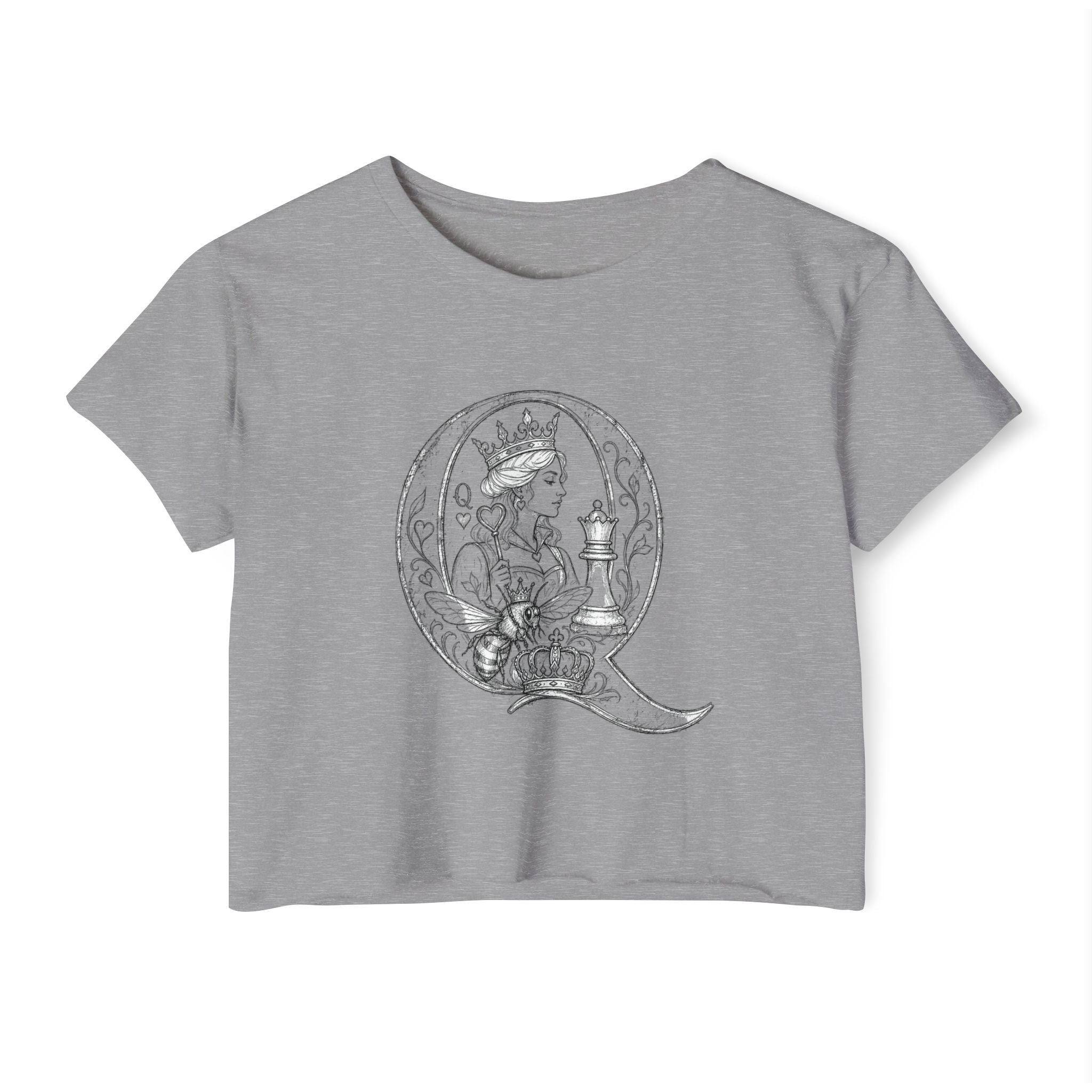 Queen Chess Crop Top — Vintage Playing Card Festival Tee