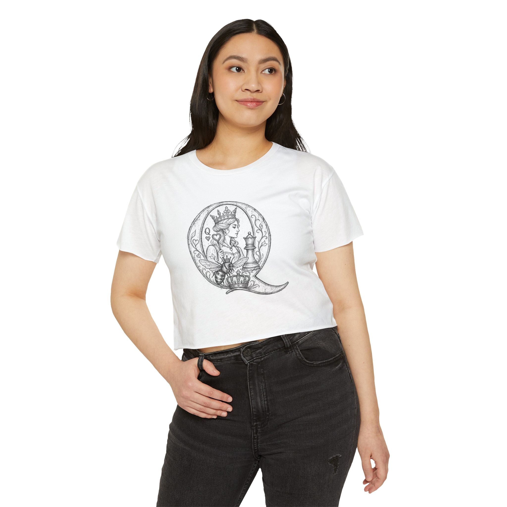 Queen Chess Crop Top — Vintage Playing Card Festival Tee