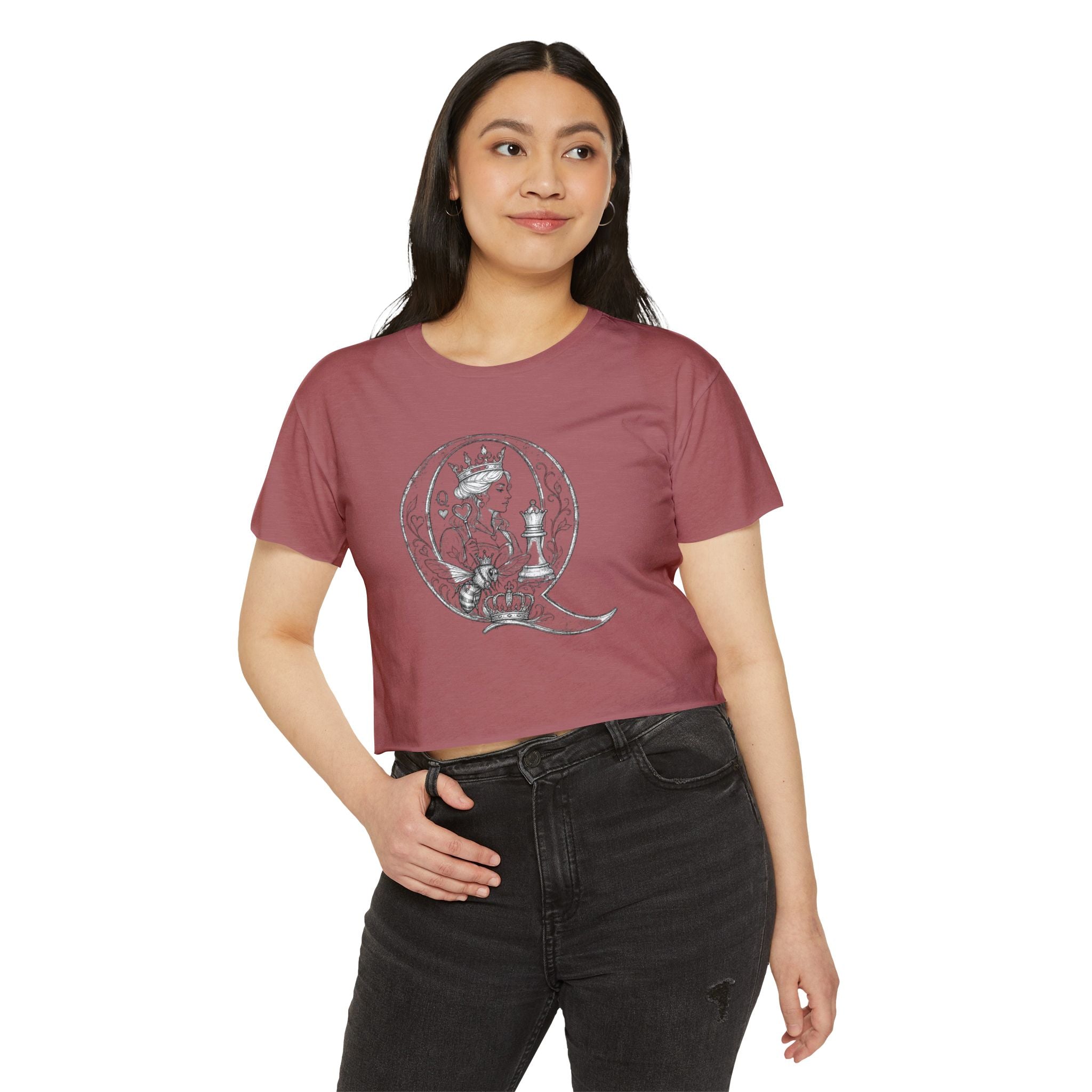 Queen Chess Crop Top — Vintage Playing Card Festival Tee