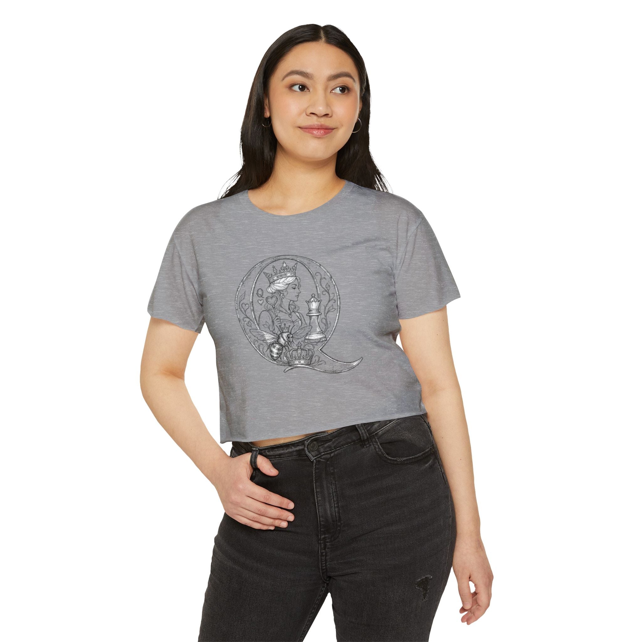 Queen Chess Crop Top — Vintage Playing Card Festival Tee