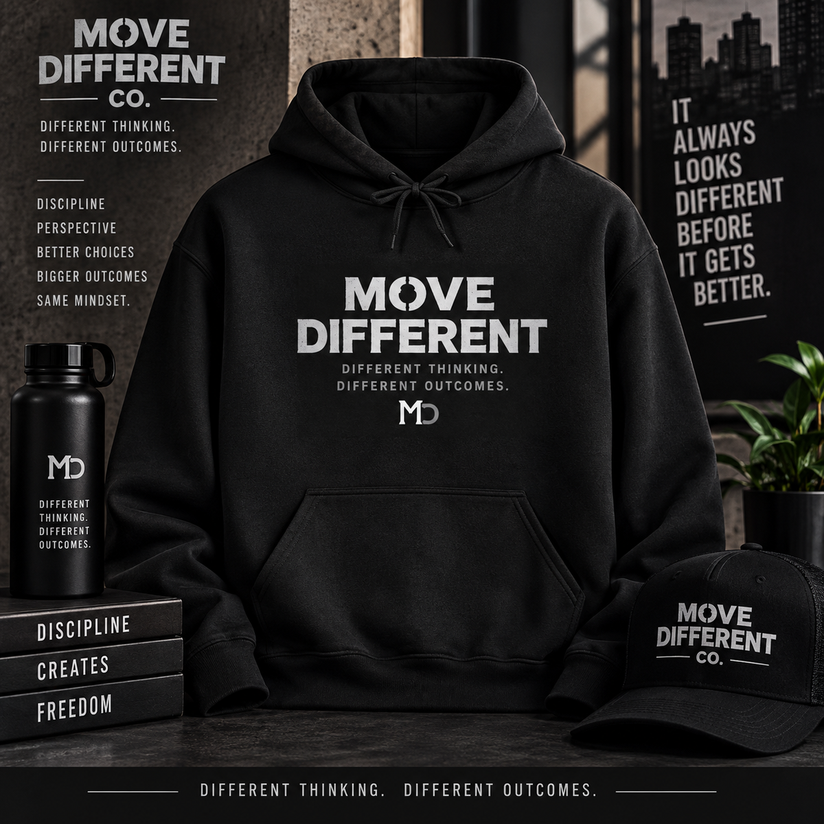Move Different Signature Hoodie — Different Thinking. Different Outcomes.