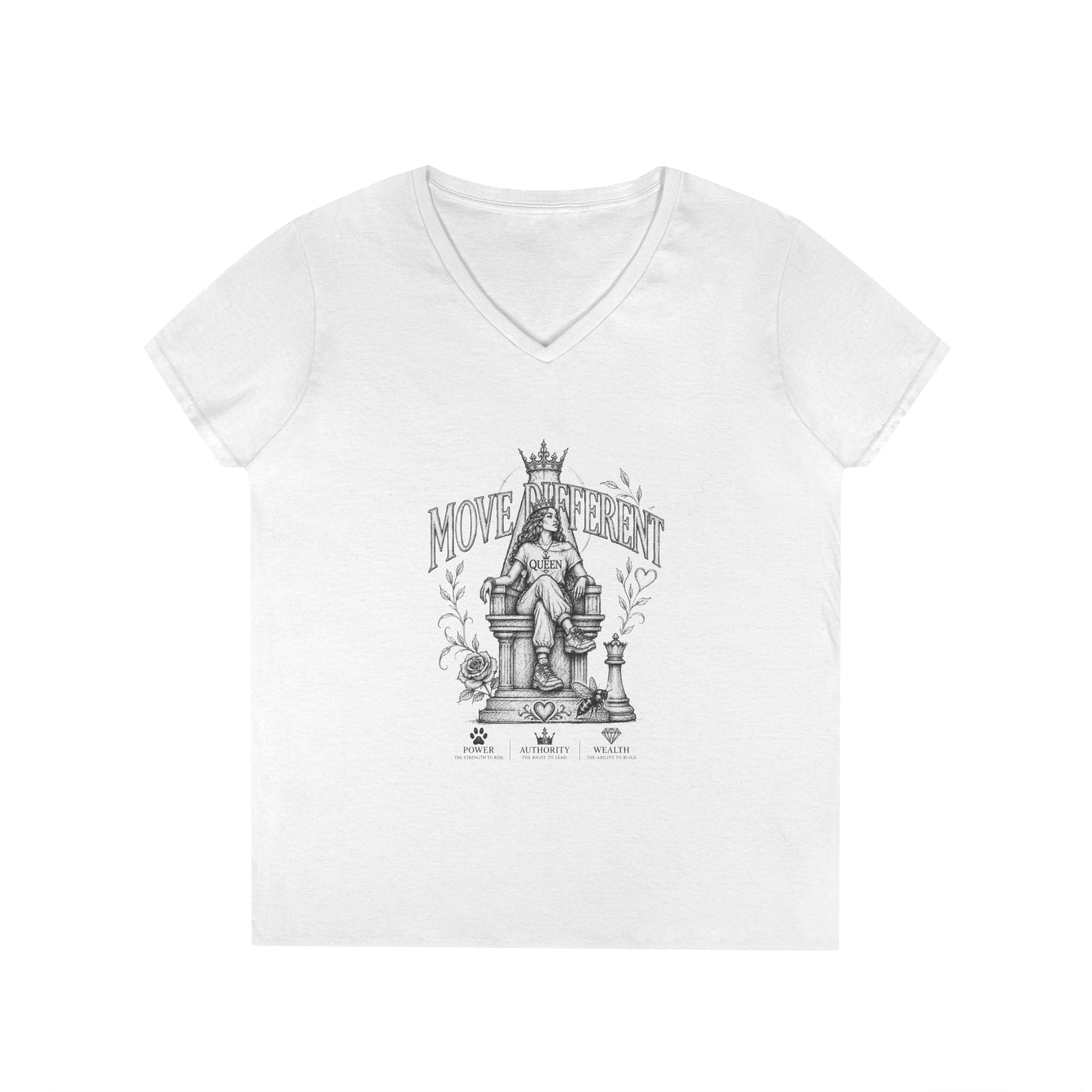 Move Weight V-Neck T-Shirt — Chess King Illustration for Women