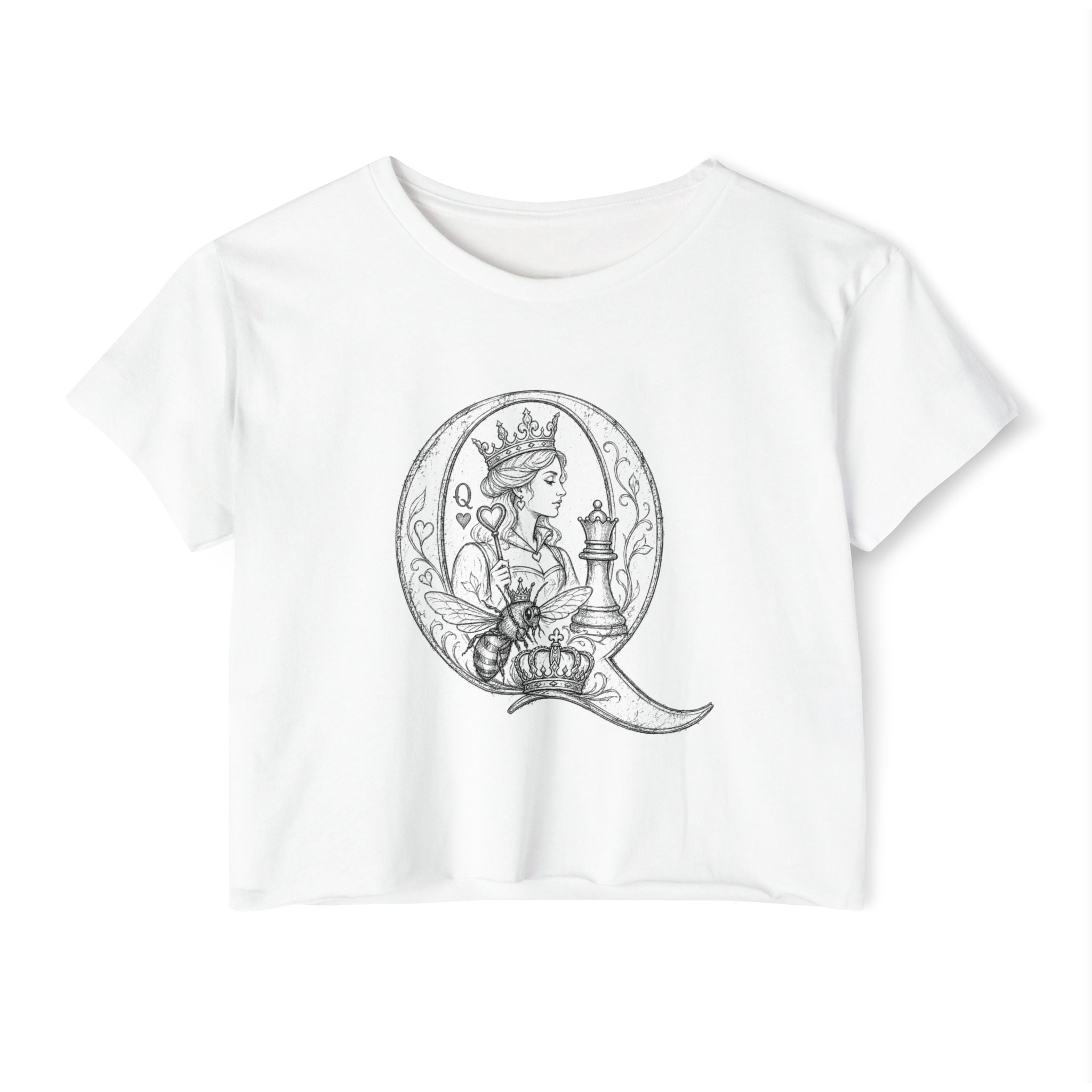 Queen Chess Crop Top — Vintage Playing Card Festival Tee